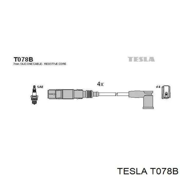 Купити T078B Tesla Провід високовольтні, комплект