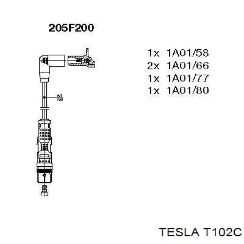 T102C Tesla дріт високовольтні, комплект