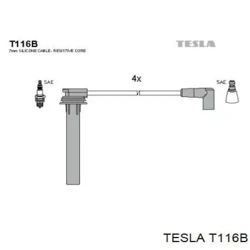 Дріт високовольтні, комплект T116B Tesla