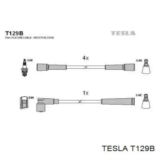 Купити T129B Tesla Провід високовольтні, комплект