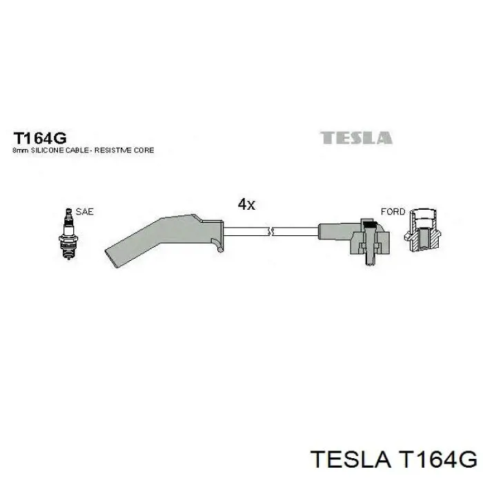 T164G Tesla дріт високовольтні, комплект