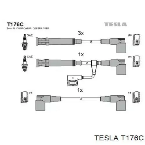 Дроти запалювання Tesla T176C ціна, від 63.42 USD
