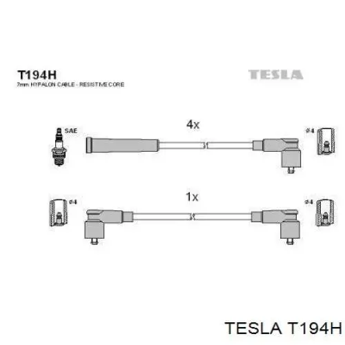 T194H Tesla дріт високовольтні, комплект