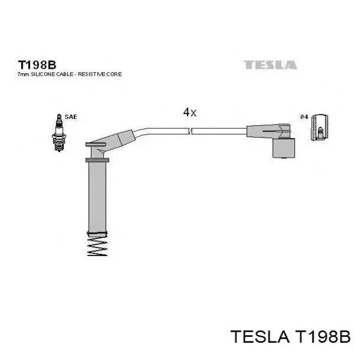 T198B Tesla дріт високовольтні, комплект