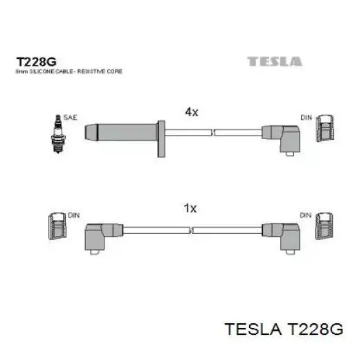 Дріт високовольтний, комплект T228G Tesla