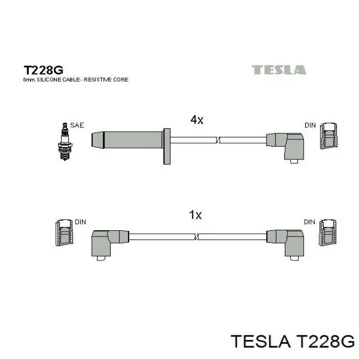 Дроти запалювання Tesla T228G ціна, від 24.97 USD