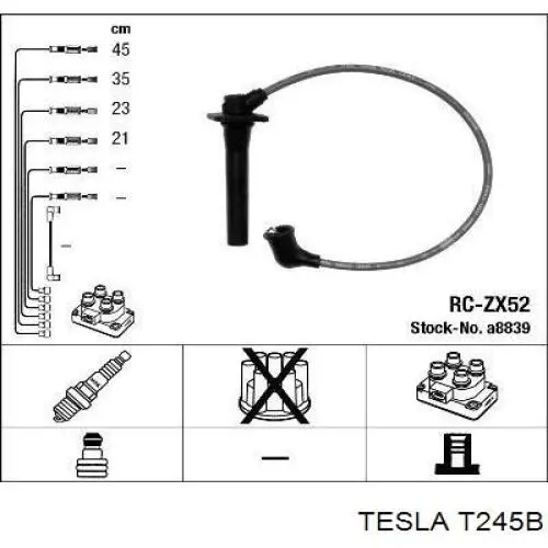 T245B Tesla дріт високовольтні, комплект