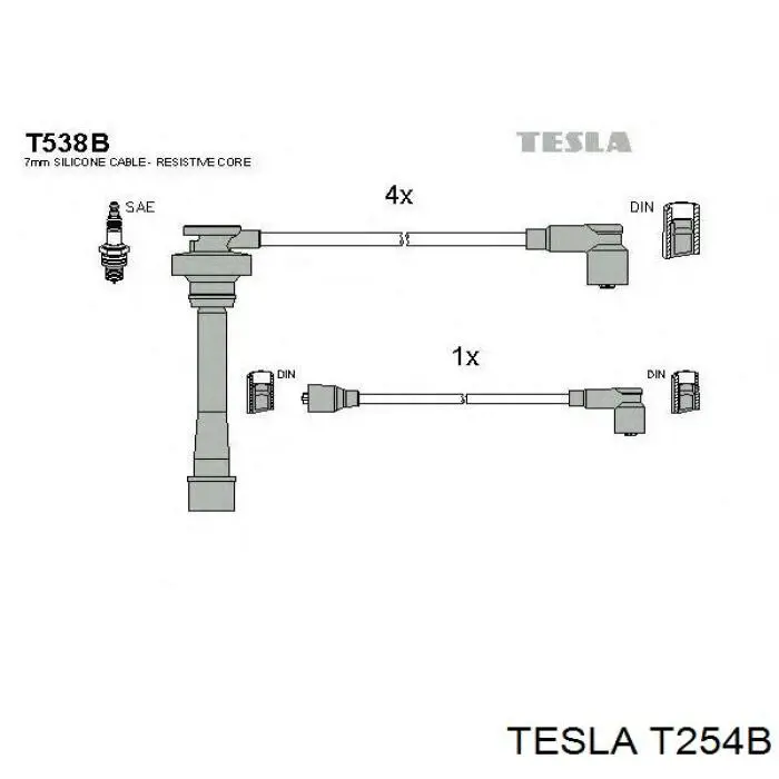 Купити T254B Tesla Провід високовольтні, комплект