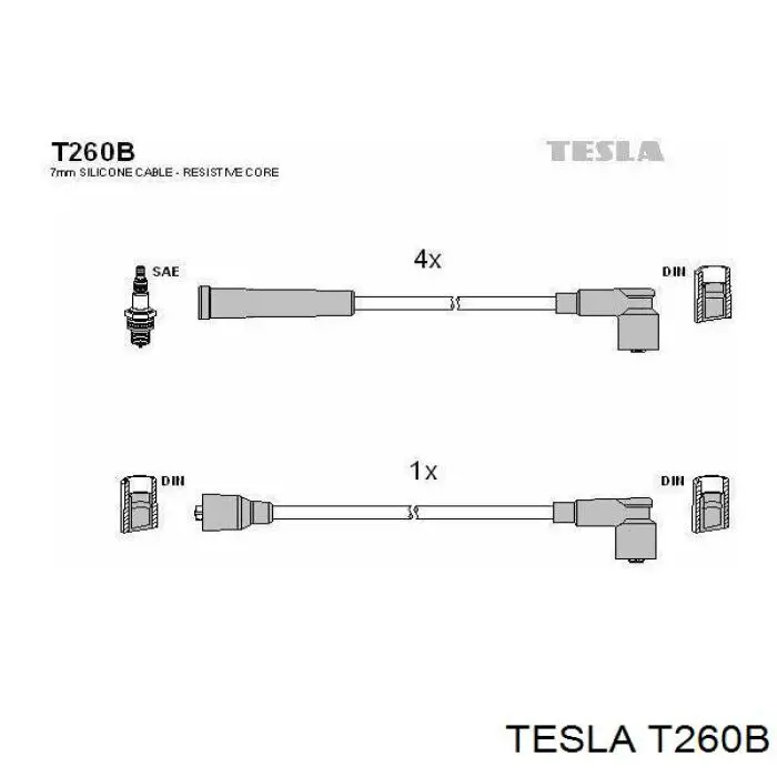 T260B Tesla дріт високовольтні, комплект