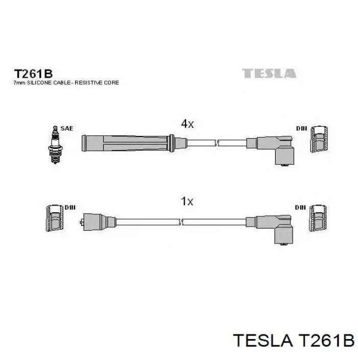 Дріт високовольтний, комплект T261B Tesla