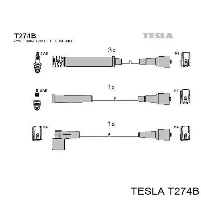 Купити T274B Tesla Провід високовольтні, комплект