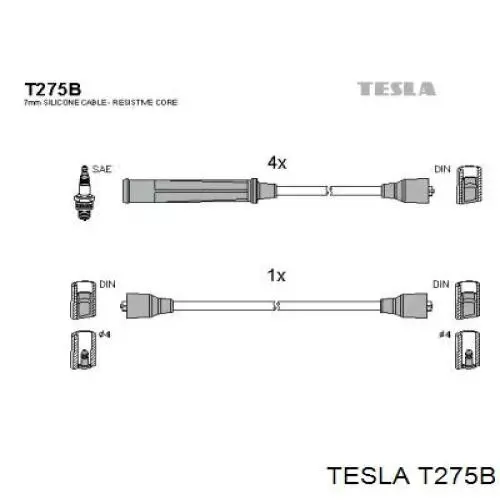 T275B Tesla дріт високовольтні, комплект