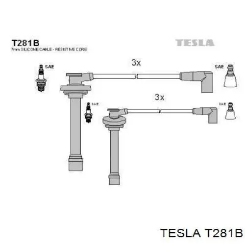 T281B Tesla дріт високовольтні, комплект
