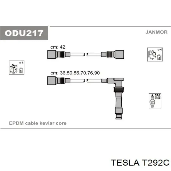 Дроти запалювання Tesla T292C ціна, від 46.69 USD