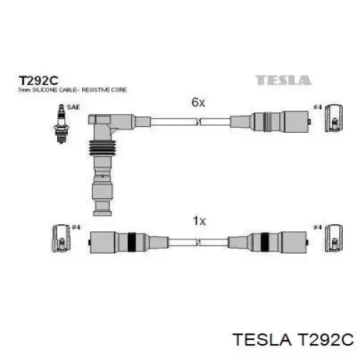 T292C Tesla дріт високовольтні, комплект