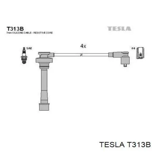 T313B Tesla дріт високовольтні, комплект