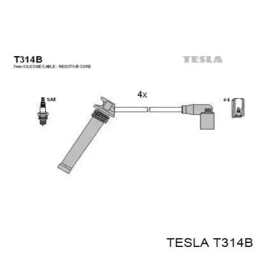 T314B Tesla дріт високовольтні, комплект