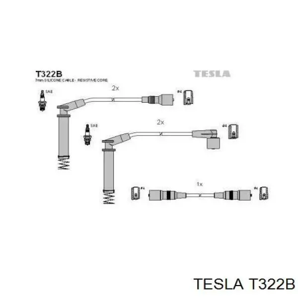 T322B Tesla дріт високовольтні, комплект