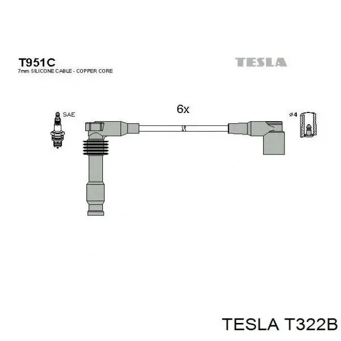 T322B Tesla Проводи високовольтні