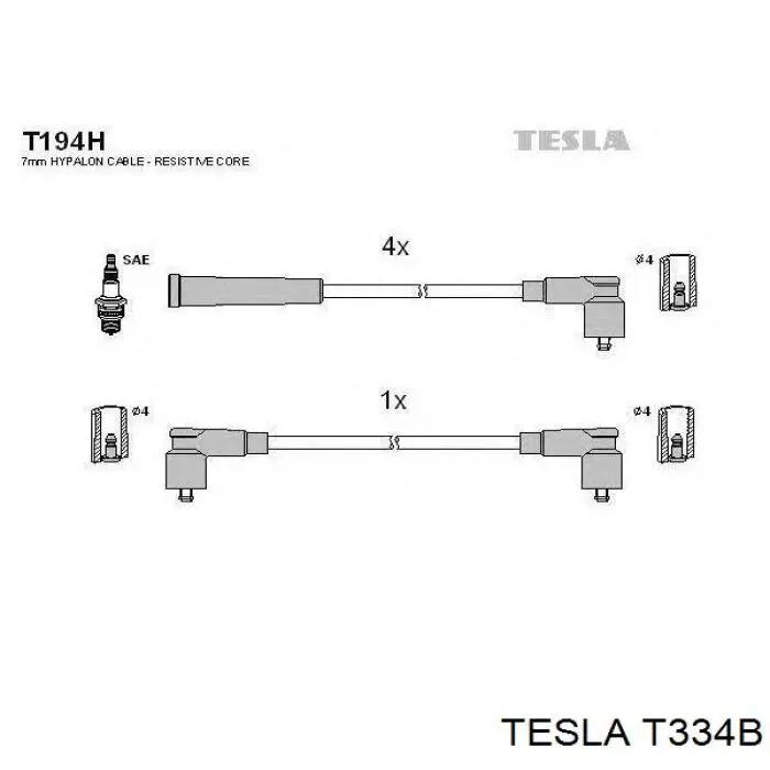 T334B Tesla дріт високовольтні, комплект