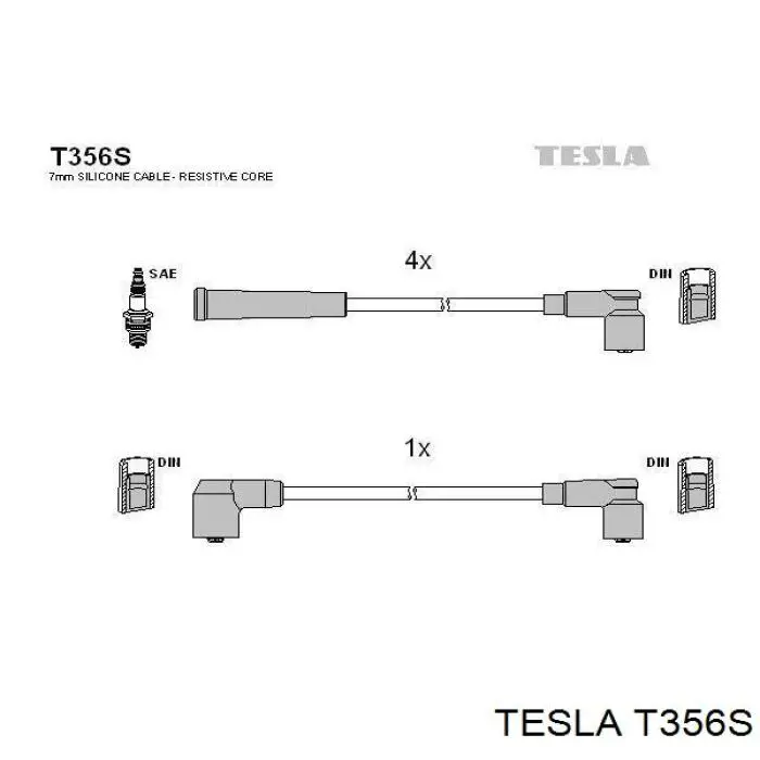 Дріт високовольтний, комплект T356S Tesla