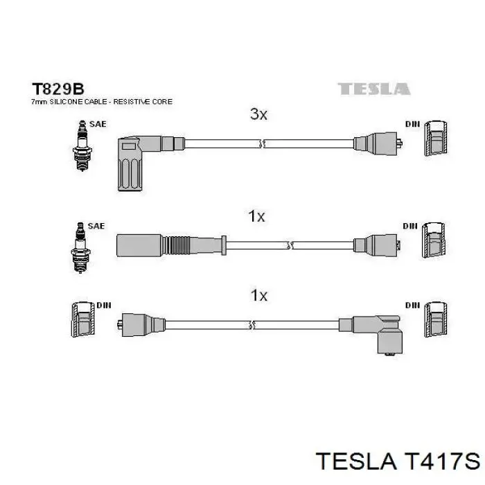 T417S Tesla дріт високовольтні, комплект