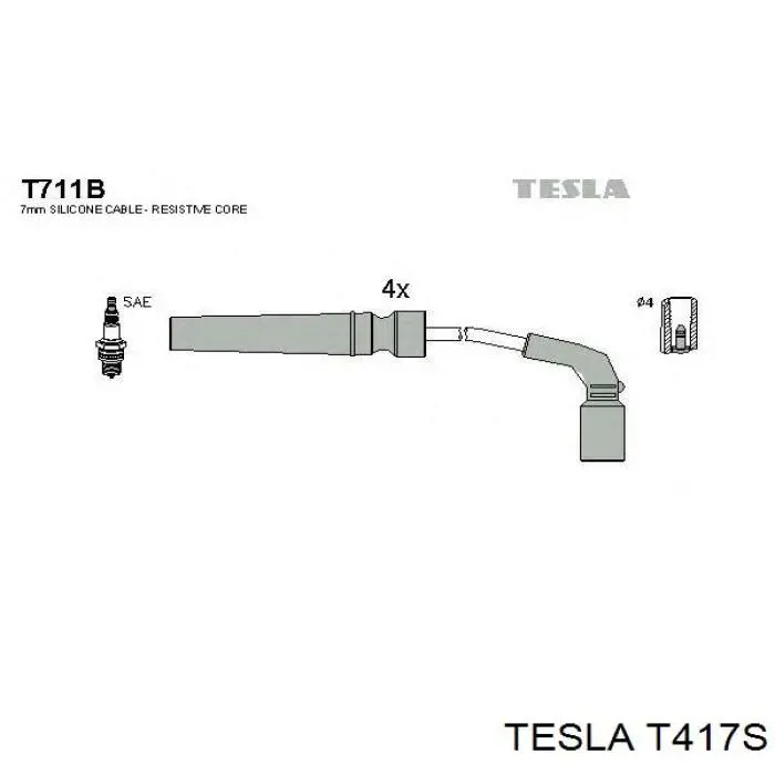 T417S Tesla Проводи високовольтні