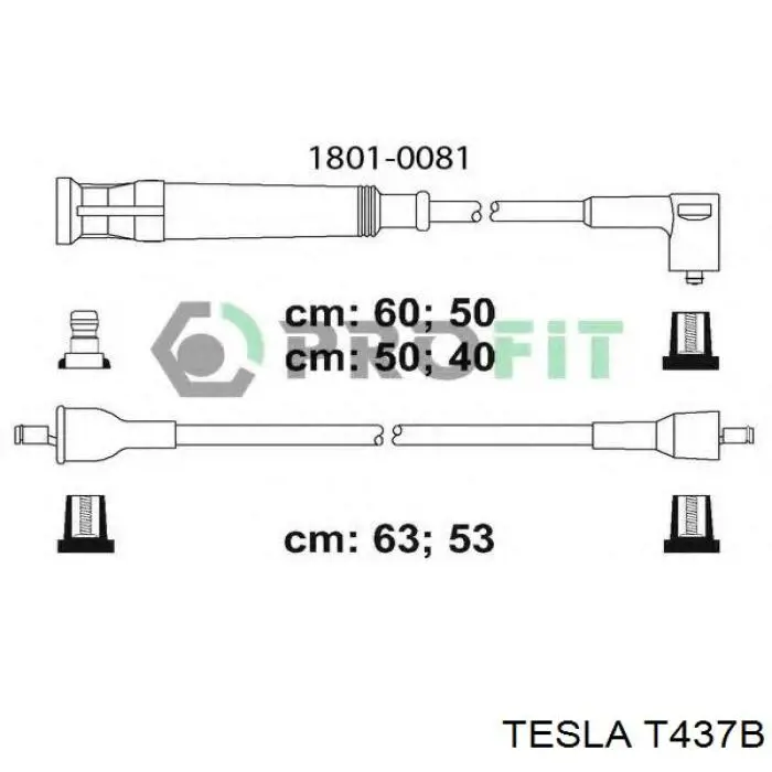 T437B Tesla дріт високовольтні, комплект