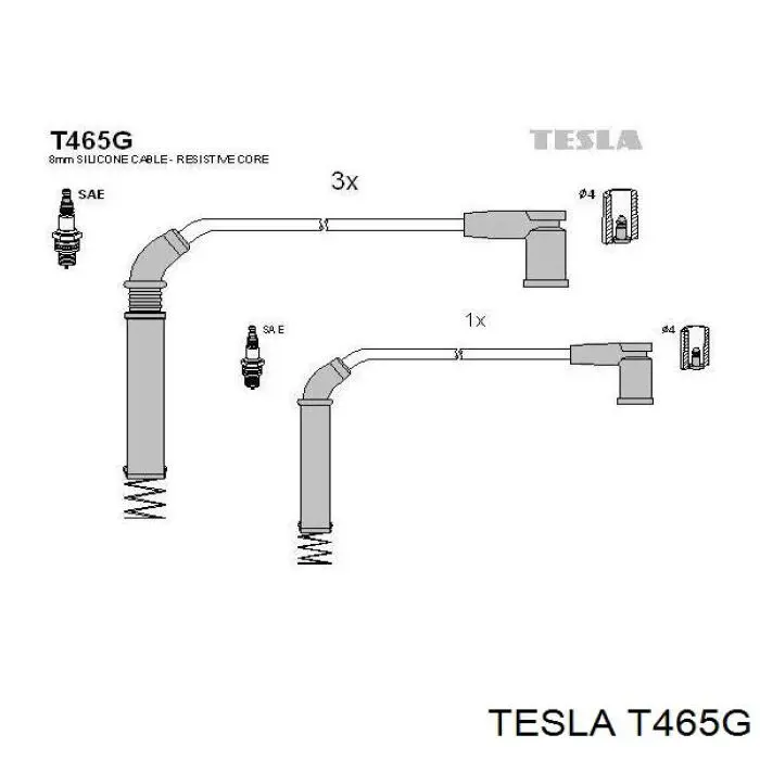 T465G Tesla дріт високовольтні, комплект