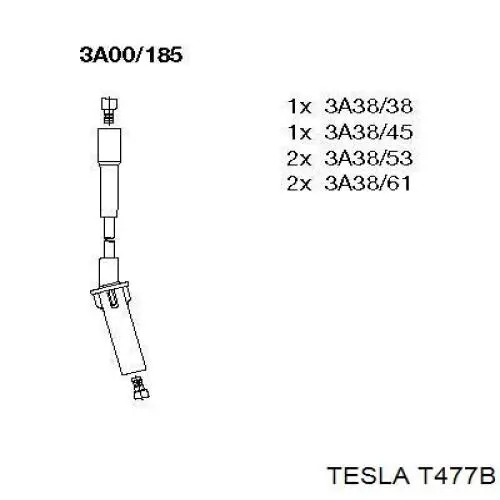 Дріт високовольтний, комплект T477B Tesla