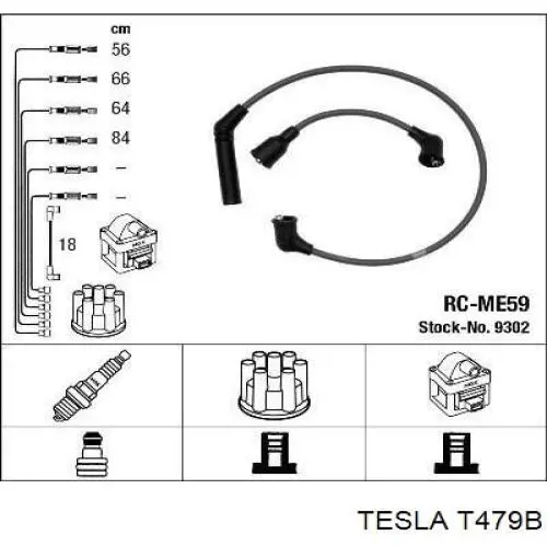 Дріт високовольтний, комплект T479B Tesla