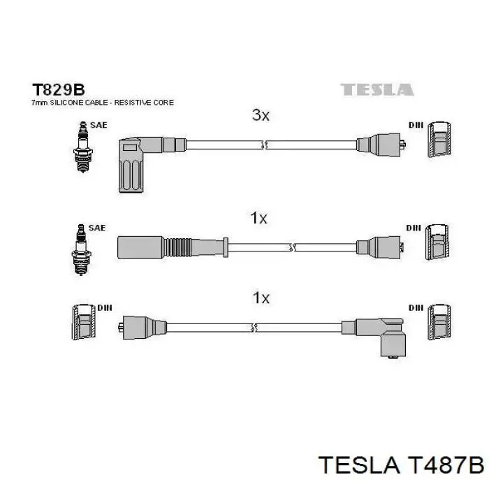 T487B Tesla дріт високовольтні, комплект