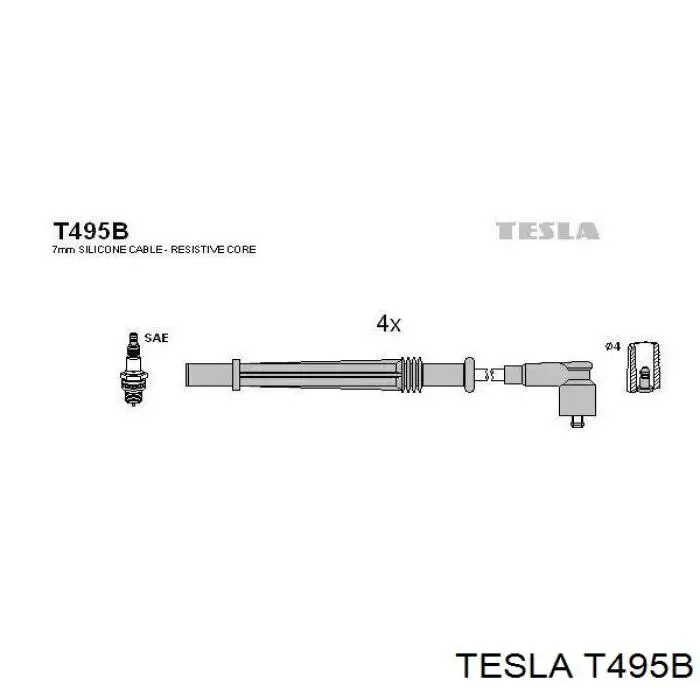 T495B Tesla Проводи високовольтні