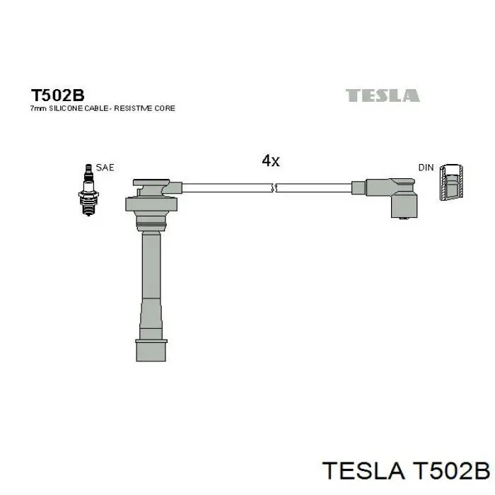 Купити T502B Tesla Провід високовольтні, комплект