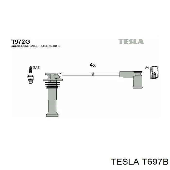 Купити T697B Tesla Провід високовольтні, комплект