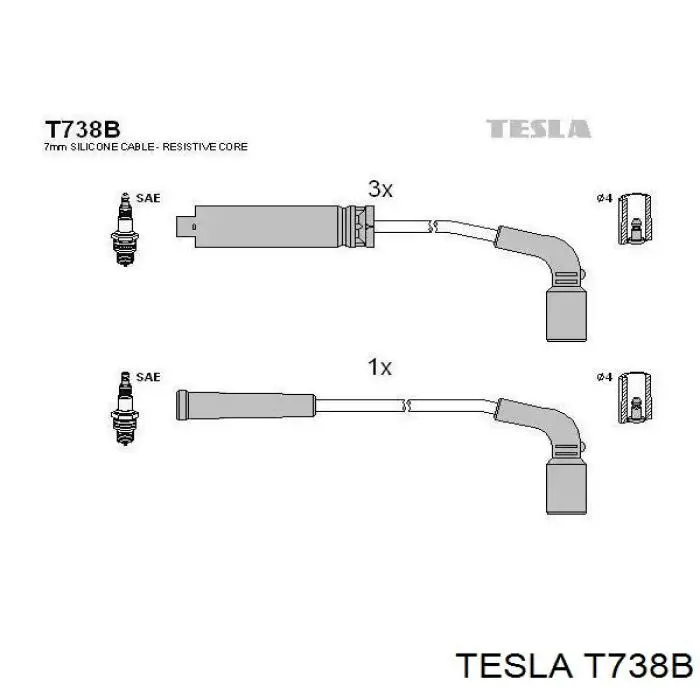 T738B Tesla Проводи високовольтні