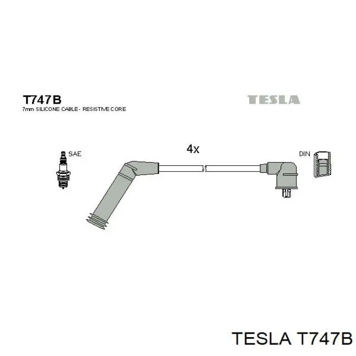 T747B Tesla Проводи високовольтні