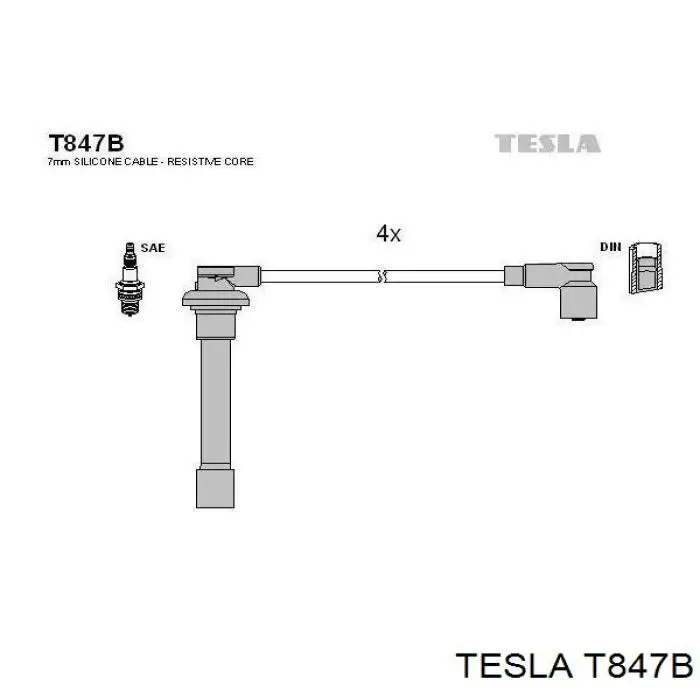 T847B Tesla Проводи високовольтні