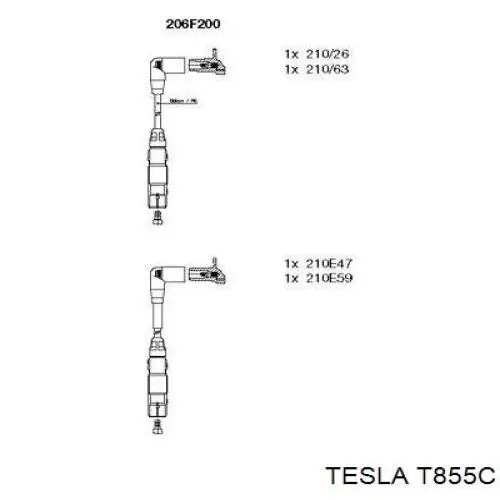 Дріт високовольтні, комплект T855C Tesla