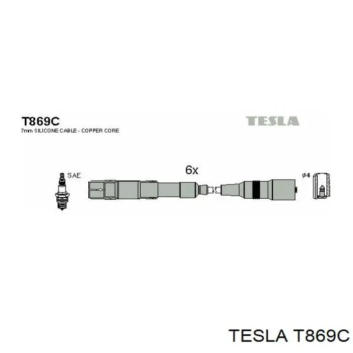 T869C Tesla дріт високовольтні, комплект