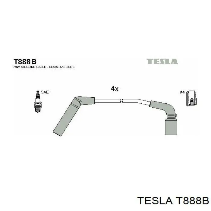 T888B Tesla Проводи високовольтні