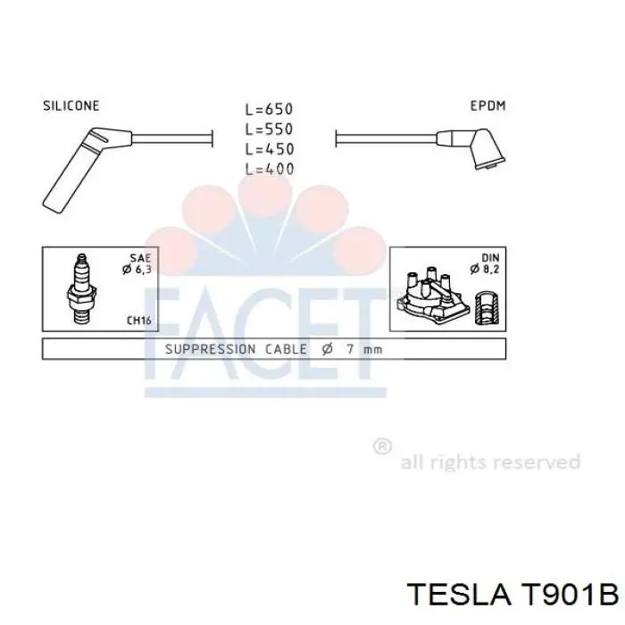 Купити T901B Tesla Провід високовольтні, комплект
