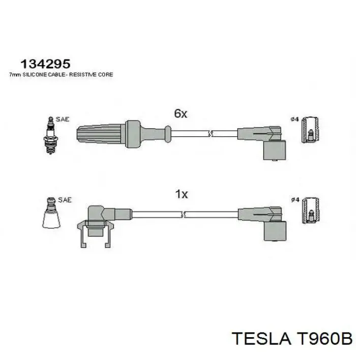 T960B Tesla дріт високовольтні, комплект