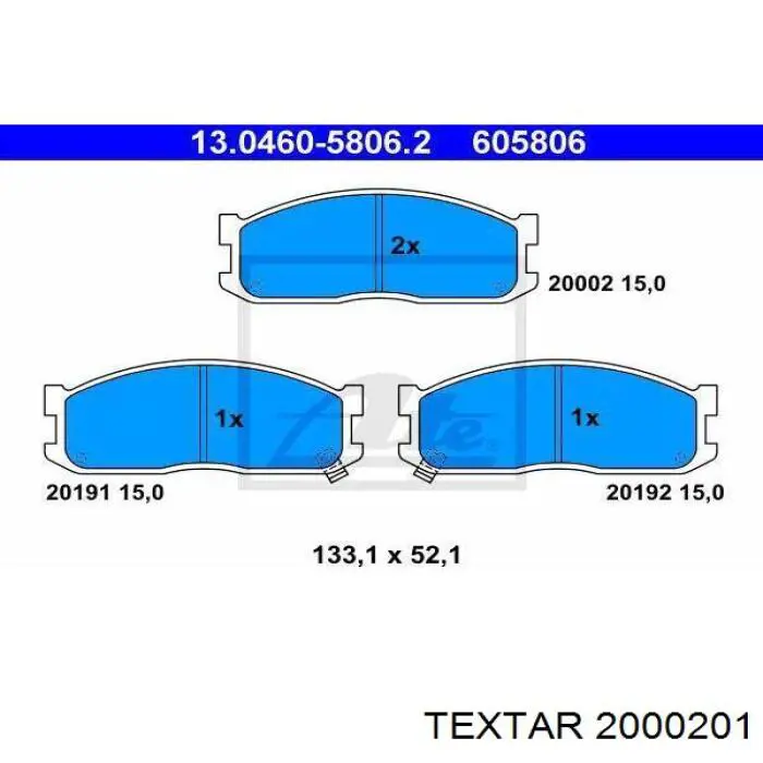 Колодки гальмівні передні, дискові 2000201 Textar