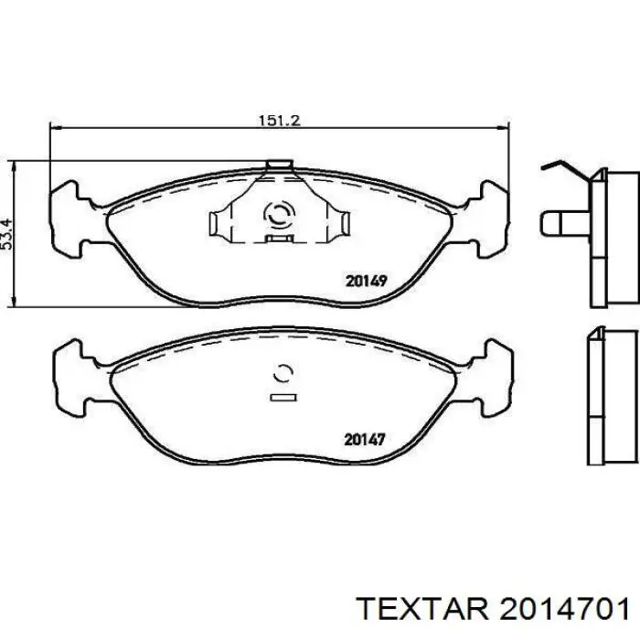 2014701 Textar колодки гальмівні передні, дискові