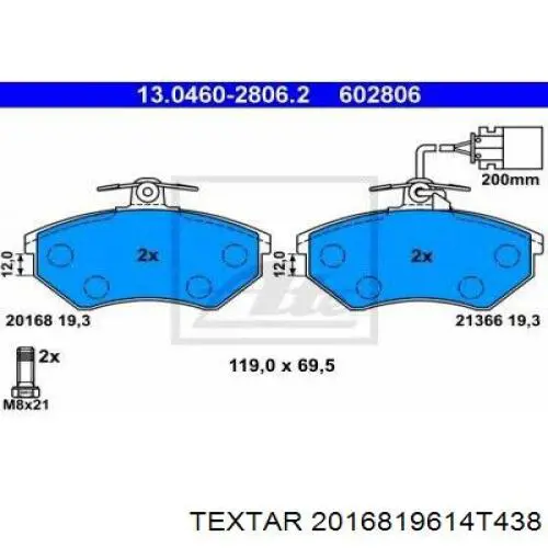 Гальмівні колодки Textar 2016819614T438 ціна, від 13.56 USD