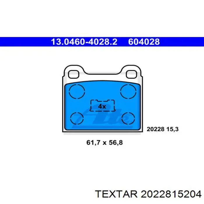 2022815204 Textar Передні гальмівні колодки