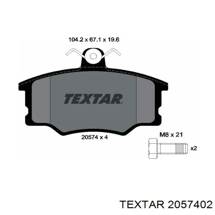 2057402 Textar колодки гальмівні передні, дискові