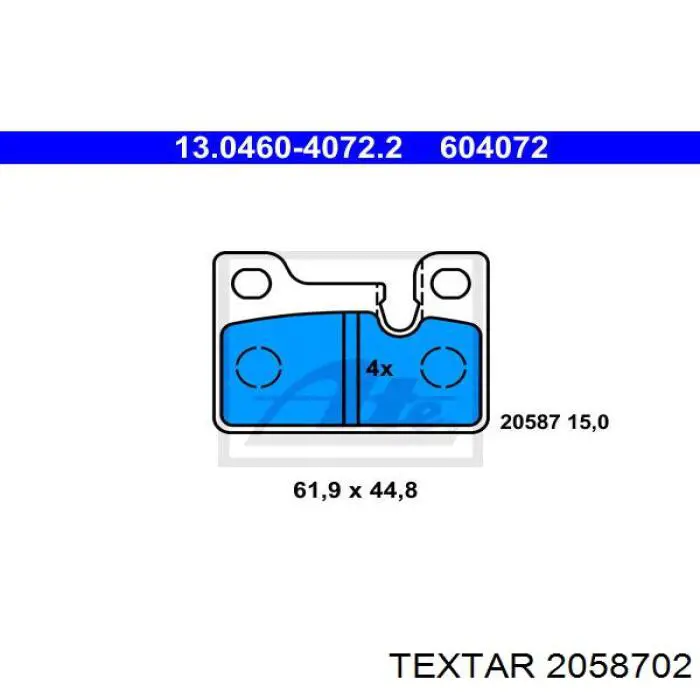 Колодки гальмові задні, дискові 2058702 Textar