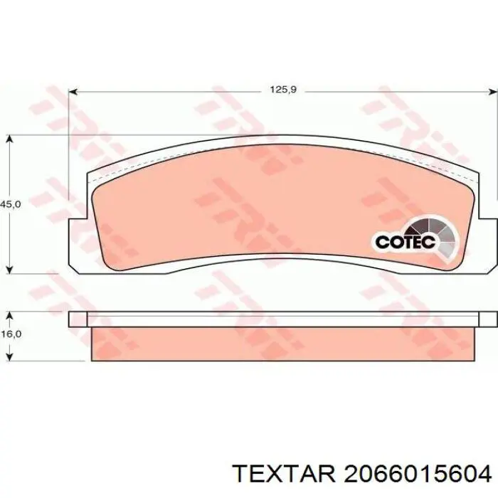 2066015604 Textar Передні гальмівні колодки
